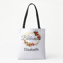 Bridmaid-Geschenk, Sonnenblume, Rose, Goldrahmen-T