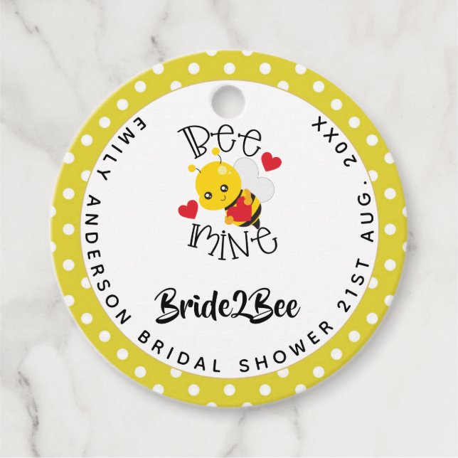 Brie 2 Bee Mine Yellow Polkad Dots Brautparty Geschenkanhänger (Vorderseite)