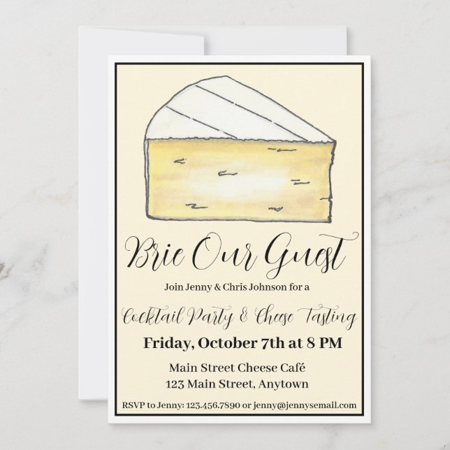 Brie (Be) Unser Gast Wine and Cheese Party Feinsch Einladung (Vorderseite)