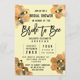 Brie to Bee Quote Gold Honeycomb Brautparty Einladung