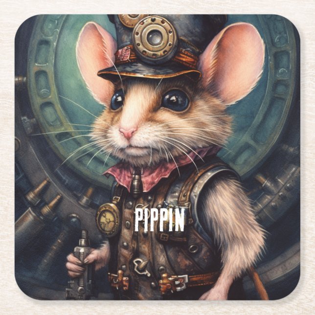 Brie Top Hat Steampunk Rechteckiger Pappuntersetzer (Vorderseite)