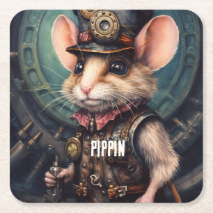 Brie-Zylinderhut-Steampunk Rechteckiger Pappuntersetzer
