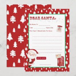 Brief an den Weihnachtsmann Wunschliste Peek a Boo Einladung