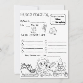Brief an den Weihnachtsmann zum Ausmalen Einladung