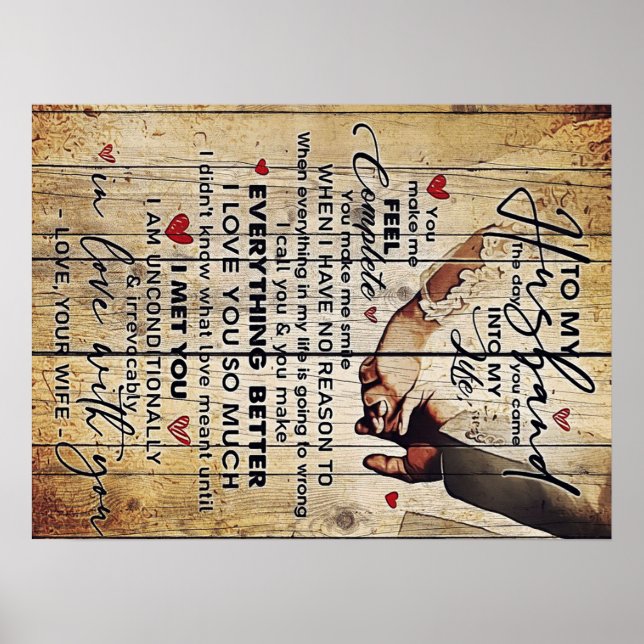 Brief an mein Ehemann , Liebliche Zitate Geschenk Poster (Vorne)