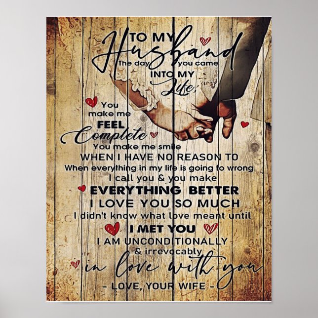 Brief an mein Ehemann , Liebliche Zitate Geschenk Poster (Vorne)