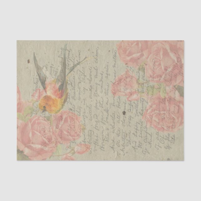 Brief an meine Liebe Goldfinch Rosenhandschrift Seidenpapier (Vorderseite)