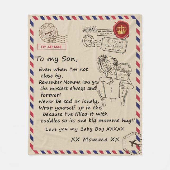 Brief an meinen Sohn von der Mama Fleecedecke (Vorderseite)