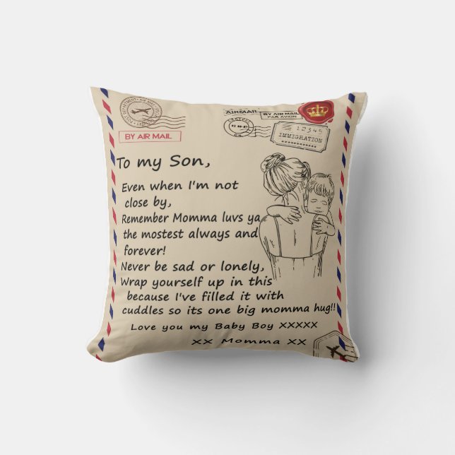 Brief an meinen Sohn von der Mama Kissen (Vorderseite)
