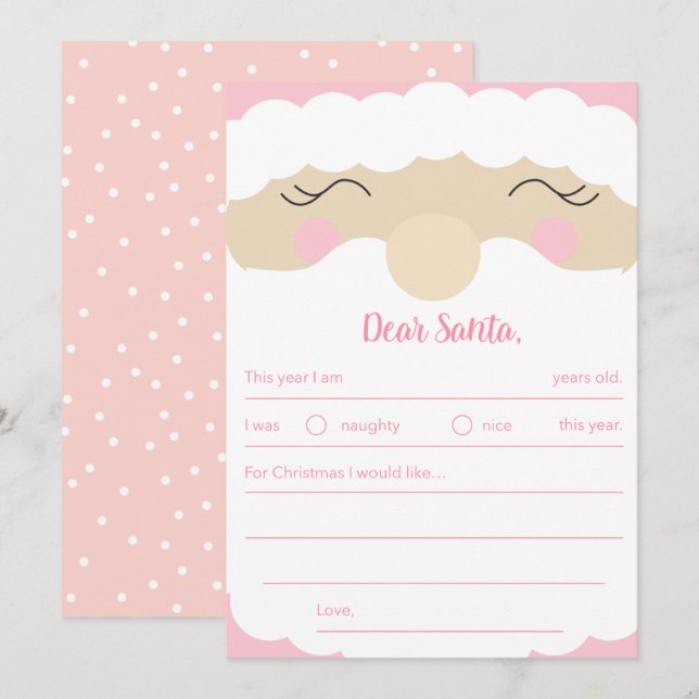 Brief an Santa Pinkmas Feiertagskarte (Vorne/Hinten)