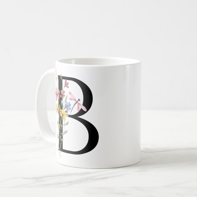 Brief B mit Blumen Kaffeetasse (Vorderseite Links)
