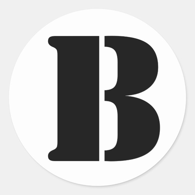 Brief B Stencil Alphabet von Janz White Runder Aufkleber (Vorderseite)