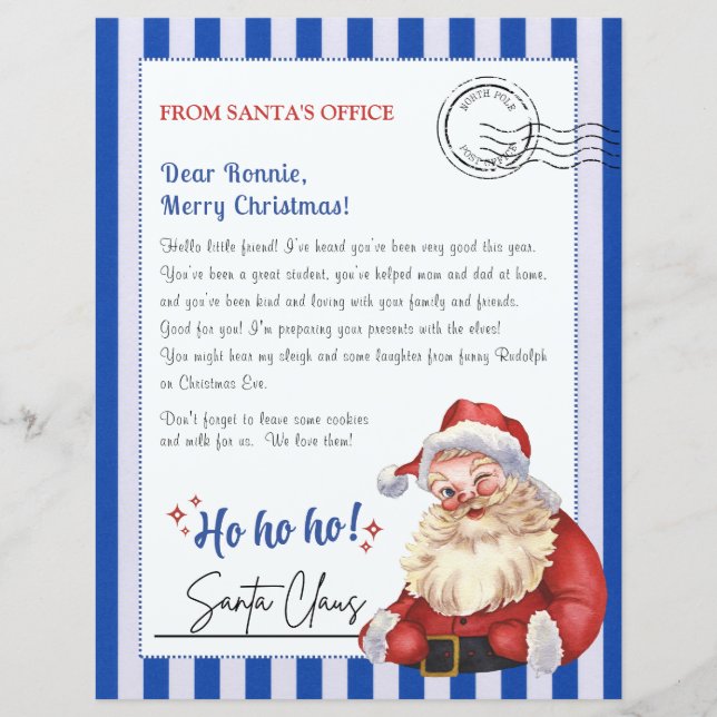 Brief des Weihnachtsmannes aus dem Büro von Nordpo (Vorderseite)