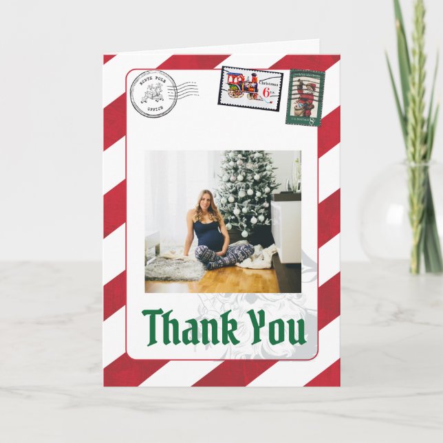 Brief des Weihnachtsmanns PostmarkFoto des Nordpol Dankeskarte (Vorderseite)