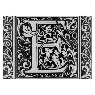 Brief E Mittelalterliche Monogramm-Kunst Art Nouve Schneidebrett
