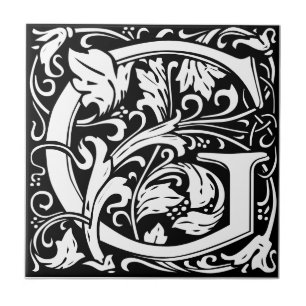 Brief G Jugendstil Schwarz-Weiß-Fliese Fliese