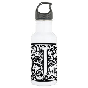Brief J Mittelalterliche Monogramm-Kunst Art Nouve Edelstahlflasche