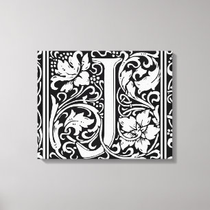 Brief J Mittelalterliche Monogramm-Kunst Art Nouve Leinwanddruck