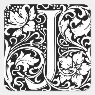 Brief J Mittelalterliche Monogramm-Kunst Art Nouve Quadratischer Aufkleber