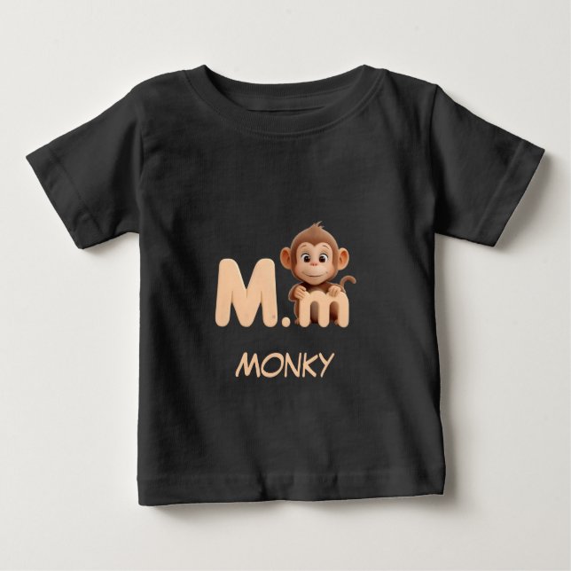Brief M Affe Bildung Kinder T-Shirt | Großbuchstab (Vorderseite)