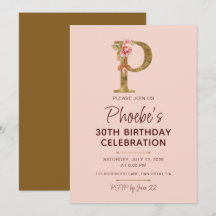 Brief P Gold Monogramm blassrosa Rosen