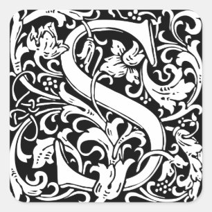 Brief S Mittelalterliches Monogramm Jugendstil Quadratischer Aufkleber