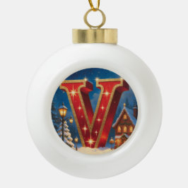 Brief V Dorf Personalisiertes Monogramm Urlaub Keramik Kugel-Ornament