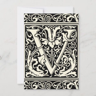 Brief V Mittelalterliches Monogramm Jugendstil Einladung
