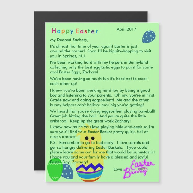 Brief von Easter Bunny Chick Ei Magnetic Magnetkarte (Vorne/Hinten)