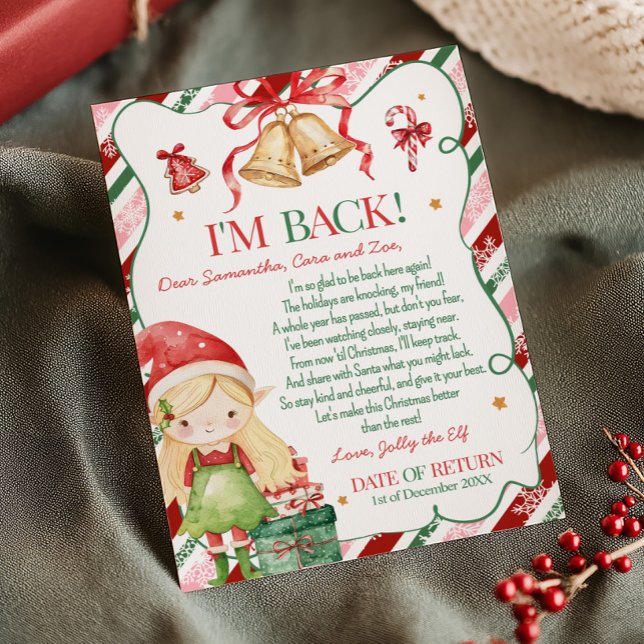 Brief von Elf Christmas Girl Letter Card Einladung (Letter from Elf Christmas Blonde Hair Fair Girl Letter Card )