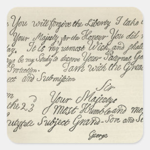 Brief von George III an seinen Großvater Quadratischer Aufkleber