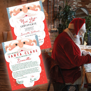 Brief von Santa Nice List Zertifikat Weihnachten