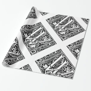 Brief W Mittelalterliche Monogramm Art Nouveau Geschenkpapier