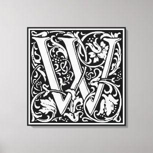 Brief W Mittelalterliche Monogramm-Kunst Nouveau Leinwanddruck