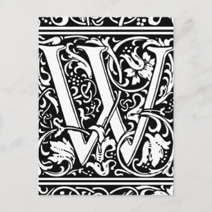 Brief W Mittelalterliche Monogramm-Kunst Nouveau Postkarte
