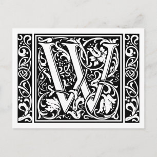 Brief W Mittelalterliche Monogramm-Kunst Nouveau Postkarte