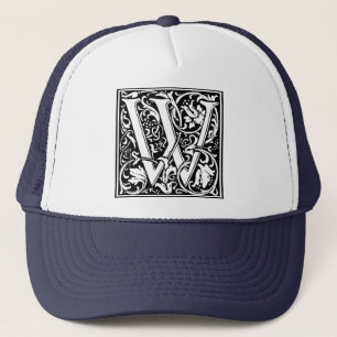 Brief W Mittelalterliche Monogramm-Kunst Nouveau Truckerkappe