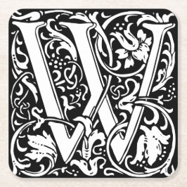 Brief W Mittelalterliches Monogramm Jugendstil Rechteckiger Pappuntersetzer