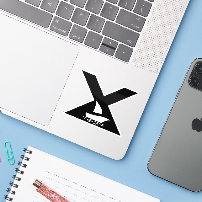 Brief X mit Boot Monogramm Aufkleber (Laptop mit iPhone)