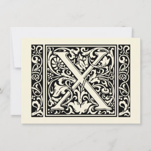 Brief X Mittelalterliches Monogramm Jugendstil Einladung