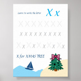 Brief X Übungsposter für Kinder Poster