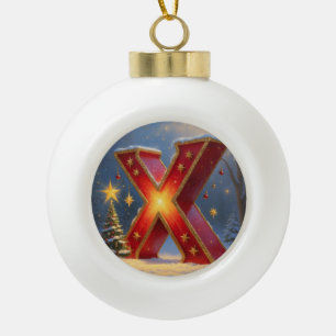 Brief X Weihnachten Xmas Personalisierter Anfangsb Keramik Kugel-Ornament