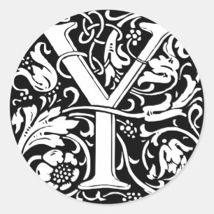 Brief Y Mittelalterliche Monogramm-Kunst Neuzeitst Runder Aufkleber