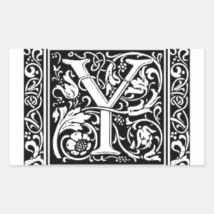 Brief Y Mittelalterliches Monogramm Jugendstil Rechteckiger Aufkleber