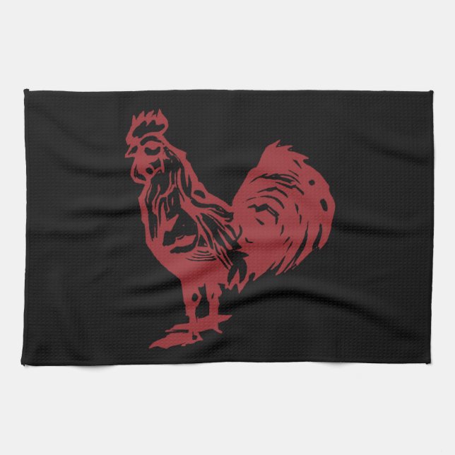 Briefbeschwerer-Art-Rot-Hahn Handtuch (Horizontal)
