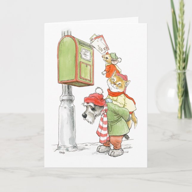 Briefe an den Weihnachtsmann! Niedliche Tiere Gruß Karte (Vorderseite)