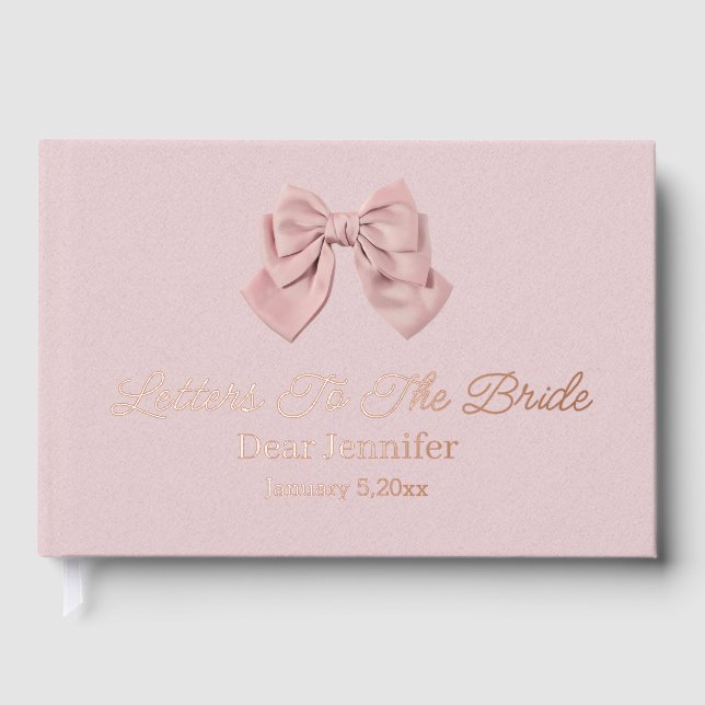 Briefe an die Braut, Rose Goldbarren mit rosa Bug Gästebuch (Vorderseite)