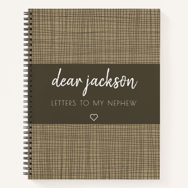 Briefe an meinen Nephew Brown Trendy Keepake Notizbuch (Vorderseite)
