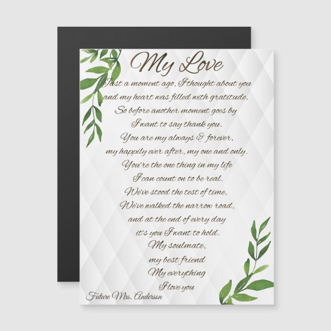 Briefe an meinen zukünftigen Ehemann Magnetkarte (Vorne/Hinten)