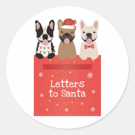 Briefe an Santa French Bulldogs Runder Aufkleber